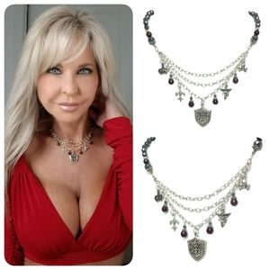 Kinley Sterling Silver 3 Strand Charm Necklace